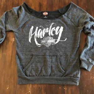 Off shoulder Harley Davidson sweatshirt